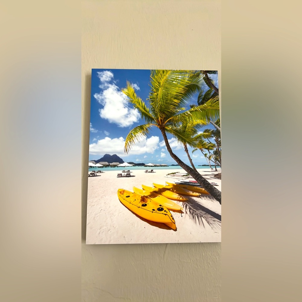 Set of 5 Mini Stick-On Tropical Vacation Beach Photographic Paintings